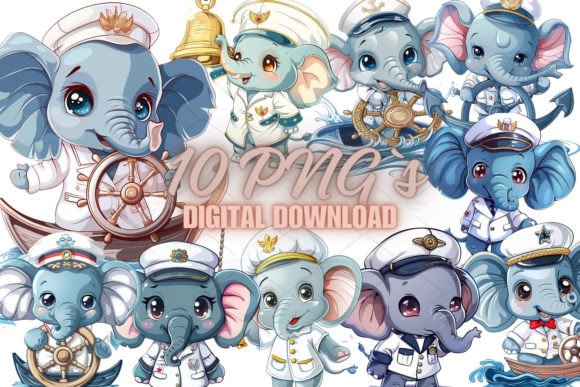 Download Cute Elephant Captain Clipart, PNG 6S-15 - Clip Collection
