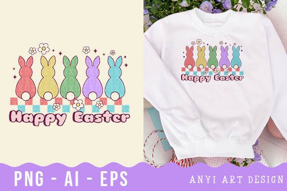 Download Retro Rabbits Easter Day Sublimation - Rabbits easter Collection