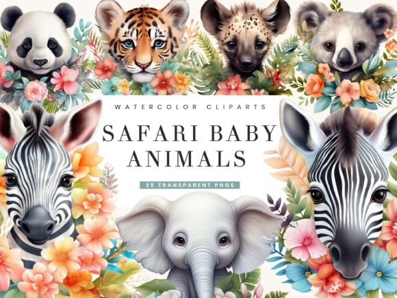 Download Watercolor Safari Baby Animals Clipart - Clip Collection