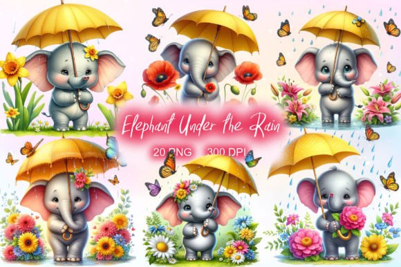Download Cute Elephant Under the Rain Clipart - Clip Collection