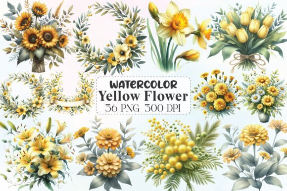 Download Watercolor Yellow Flower Clipart - Clip Collection