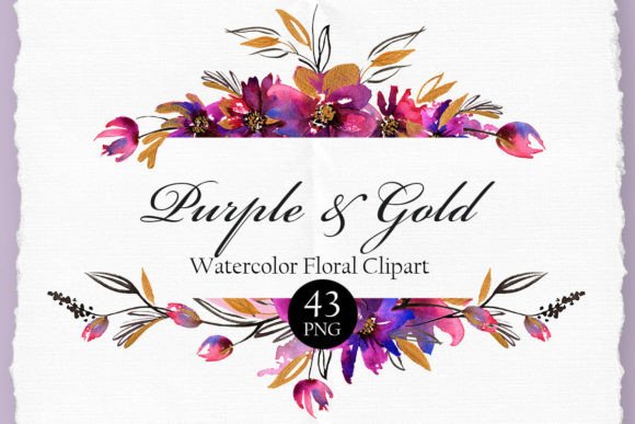 Download Purple and Gold Watercolor Clipart - Clip Collection