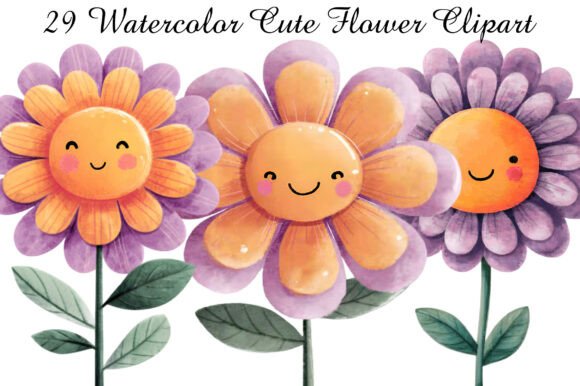 Download Watercolor Cute Flower Clipart - Clip Collection