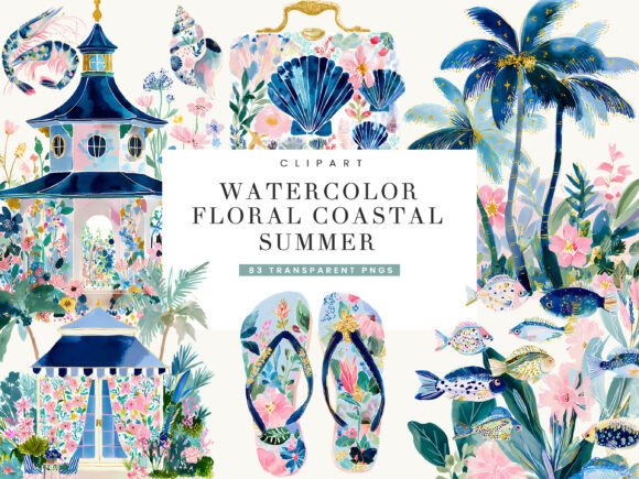 Download Watercolor Floral Coastal Summer Clipart - Clip Collection