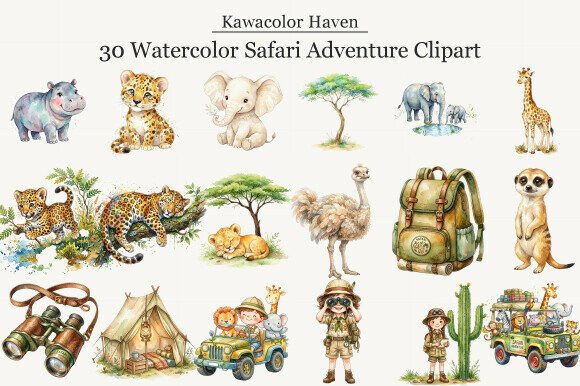 Download Watercolor Safari Adventure Clipart - Clip Collection