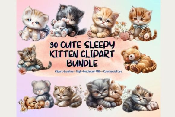 Download 30 Cute Sleepy Kitten Clipart - Clip Collection