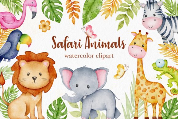 Download Watercolor Safari Baby Animals Clipart - Clip Collection