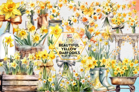 Download Beautiful Yellow Daffodils Clipart PNG - Clip Collection