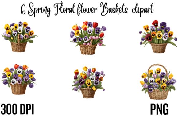 Download Spring Floral Flower Baskets Clipart - Clip Collection