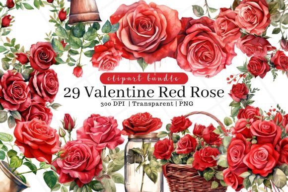 Download Valentine Red Roses Watercolor Clipart - Clip Collection