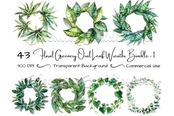 Download Watercolor Wreath Greenery Clipart Set - Clip Collection