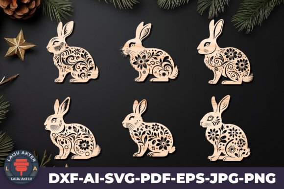 Download Cricut RABBITS Easter Laser Cut SVG File - Premium Bundle