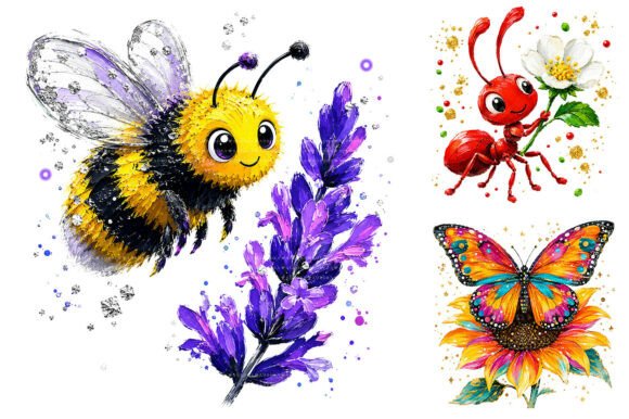 Download Watercolor Floral Insect Clipart Bundle - Clip Collection