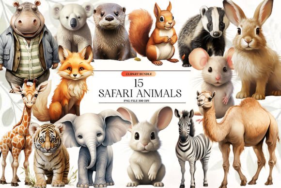 Download Watercolor Safari Animals Clipart - Clip Collection