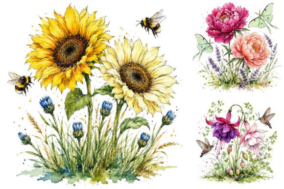 Download Whimsical Wildflower Clipart Bundle - Clip Collection