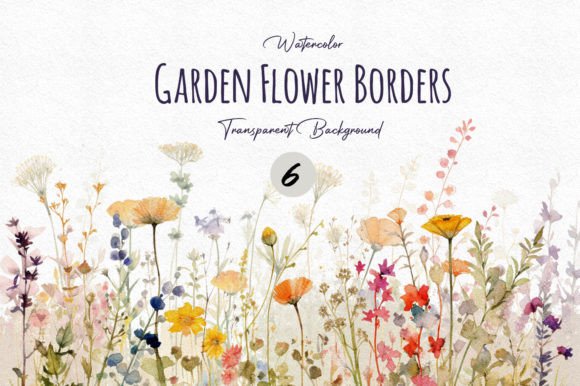 Download Watercolor Garden Flower Border Cliparts - Clip Collection