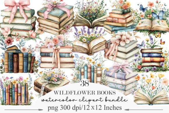 Download Wildflower Books Watercolor Clipart - Clip Collection