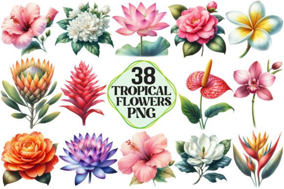 Download Watercolor Tropical Flowers Clipart - Clip Collection