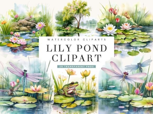 Download Watercolor Lily Pond Clipart Bundle - Clip Collection