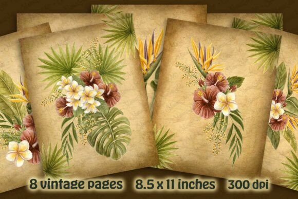 Download Tropical Flowers Bouquets Vintage Pages - Bouquet Collection