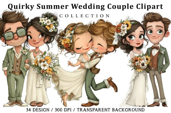 Download Quirky Summer Wedding Couple Clipart - Clip Collection