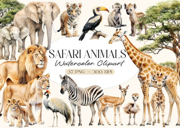 Download Watercolor Safari Animals Clipart - Clip Collection