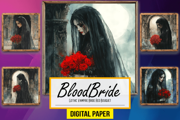 Download Gothic Vampire Bride Red Bouquet Artwork - Bouquet Collection
