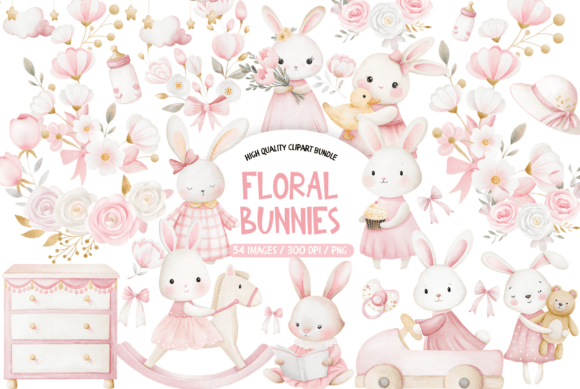 Download Floral Pink Bunny Clipart - Clip Collection