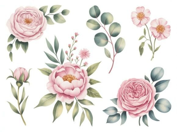 Download Delicate Watercolor Floral Clipart Set - Clip Collection