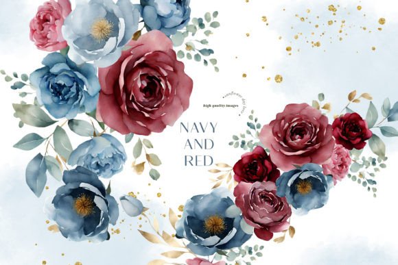 Download Navy &amp; Red Flowers Bouquets Clipart - Clip Collection