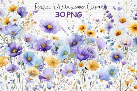 Download Pastel Wildflower Clipart Bundle PNG - Clip Collection