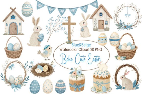 Download Cute Easter Clipart Boho Watercolor Png - Clip Collection