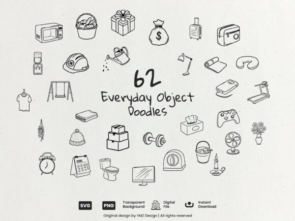 Download Everyday Object Doodles Clip Art Bundle - Clip Collection