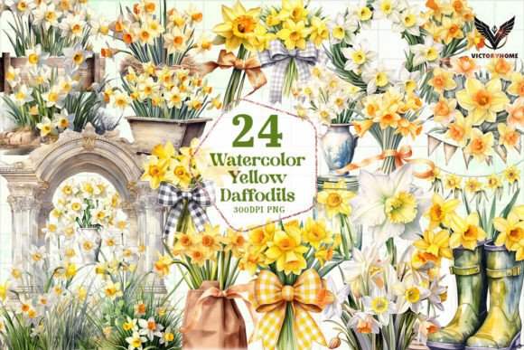 Download Watercolor Yellow Daffodils Clipart PNG - Clip Collection