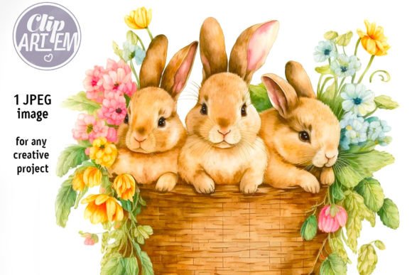 Download Little Rabbits Easter Spring JPEG Decor - Rabbits easter Collection