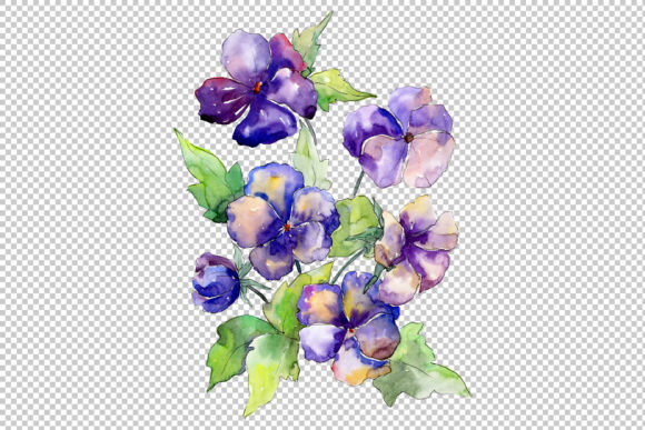 Download Watercolor Bouquet of Purple Viola Set - Bouquet Collection