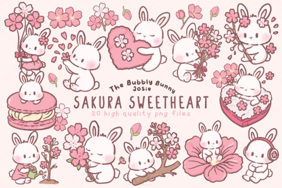 Download Spring Cherry Blossom Bunny Clipart - Clip Collection