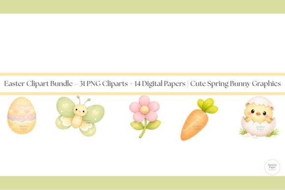 Download Cute Easter Clipart &amp; Papers Bundle - Clip Collection