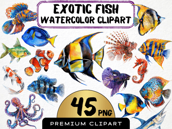 Download Watercolor Exotic Fish Clipart - Clip Collection