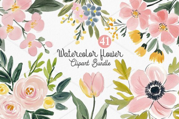 Download Watercolor Flower Clipart Bundle - Clip Collection