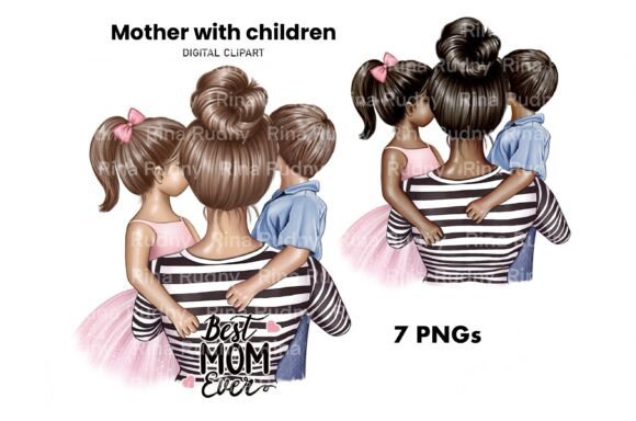 Download Mother’s Day Clipart, Mom with Children - Clip Collection