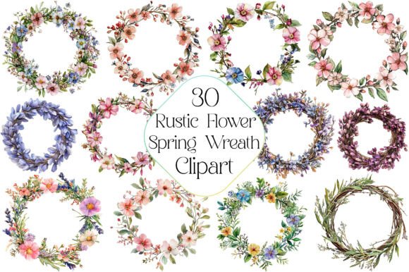 Download Rustic Flower Spring Wreath Clipart - Clip Collection