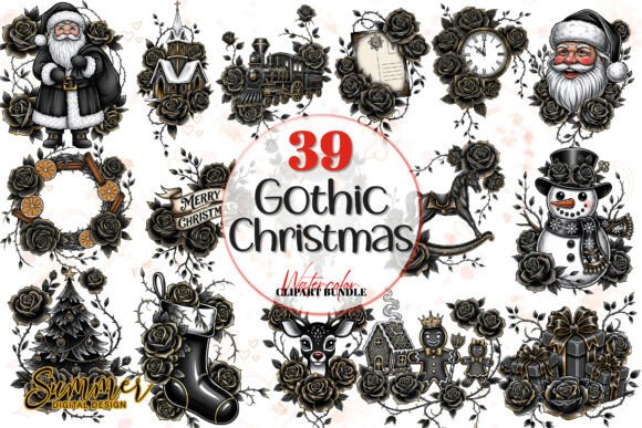 Download Elegant Gothic Christmas Clipart Bundle - Clip Collection