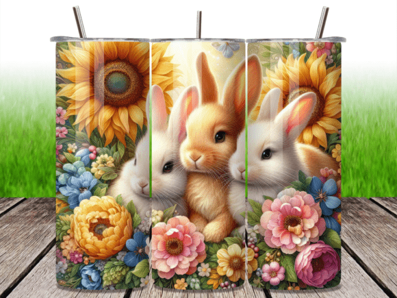 Download Sunflowers Rabbits Easter Tumbler Wrap - Rabbits easter Collection