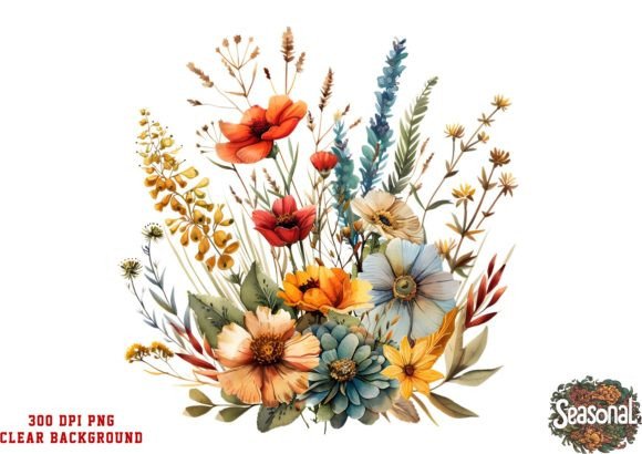 Download Boho Flowers Bouquet Watercolor Clipart - Clip Collection