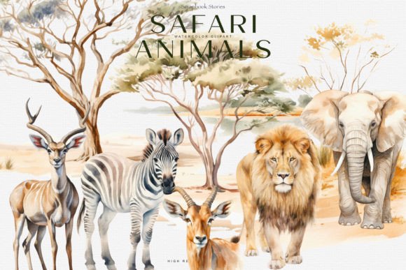 Download Watercolor Safari Animals Clipart Set - Clip Collection