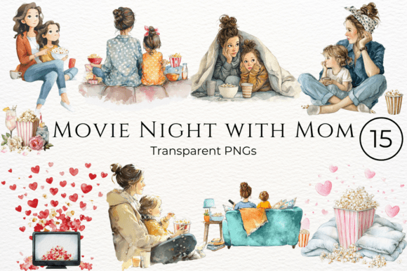 Download Movie Night with Mom Mothers Day Clipart - Clip Collection