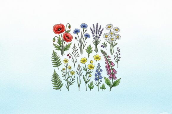 Download Mixed Wildflowers Watercolor Art Clipart - Clip Collection