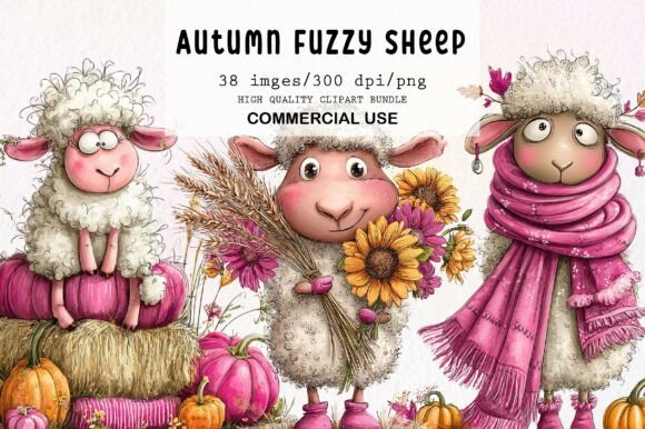 Download Cute Autumn Fuzzy Sheep PNG Clipart - Clip Collection