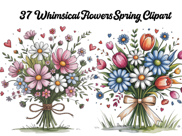 Download Whimsical Spring Flower Clipart Bundle - Clip Collection